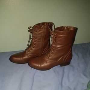 Brown combat boots